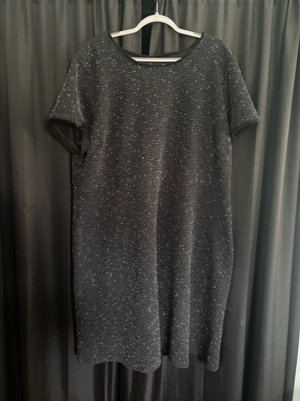 LOFT Black Sparkle Knit Midi Dress